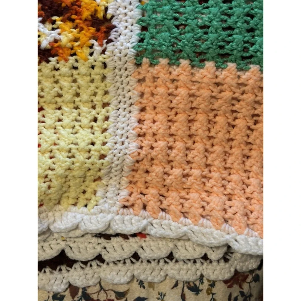 Granny Square Afghan Handmade Crochet Throw Blanket Cabin  Patchwork BIG BANG 76